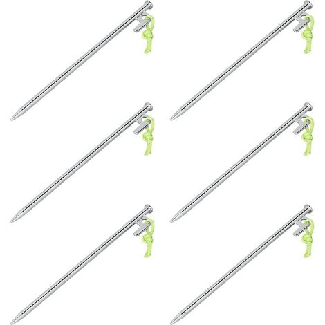 Piquets de tente en acier galvanise de 30 cm crochet en p lot de 6 (1/5)