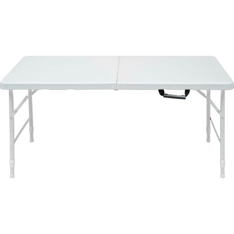 Table pliante 124,97x60,96x73,66 cm en plastique blanc, réglable pour extérieur – MEUBLIV (1/5)