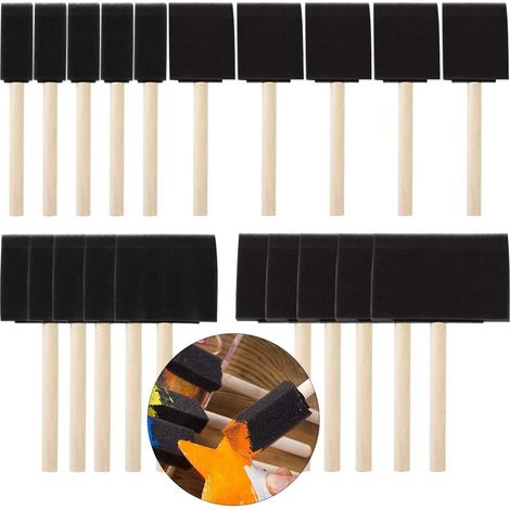 20 pinceaux mousse manche bois, éponges peinture pour vernis, acrylique, artisanat, projets DIY