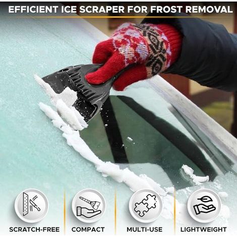 EcoNour Grattoir à glace pour parebrise de voiture (lot de 2)  Grattoir à neige pour fenêtre de voiture pour enlever la neige, le gel et la glace  Outil de déneigement portable avec poignée en (1/4)