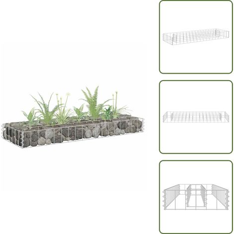 Lit surélevé à gabion Acier galvanisé 90x30x10 cm - Jardinière À Gabion - Bordure Jardin - Bac Plante - Pot Fleuri Extérieur - Décoration Jardin (1/5)