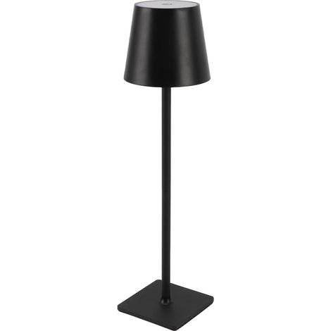 Lampe de table sans fil, 3 couleurs, intensité variable, batterie 2000 mAh, LED rechargeable minimaliste, idéale pour chambre ou salon, noire. (1/5)