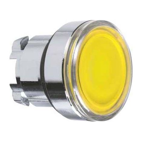 tête bouton poussoir - lumineux - affleurant - jaune - schneider zb4bw383
