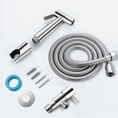 Douchette wc en acier inoxydable 304 – Finition brossée – Tuyau 1,5 m – Installation facile sur toilettes standards (1/5)