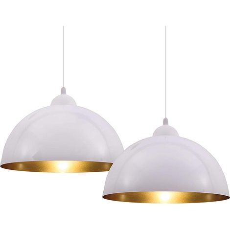 Set 2 Lampadari Sospensione Moderno Design Industriale Lampada Metallo Bianc Oro (1/5)