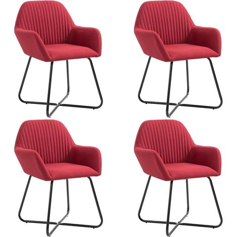 vidaXL Sillas de comedor 4 unidades tela rojo tinto (1/5)