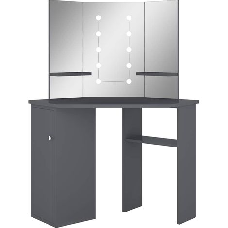 Maison Exclusive - Eck-Schminktisch mit LED Grau 111x54x141,5 cm (1/5)