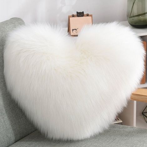 Oreiller En Forme De Cœur - 50 x 40 x 10 cm - Molleton Et Coton PP - Blanc - Usage Intérieur Bureau Chambre Salon - 1 Pièce (1/5)