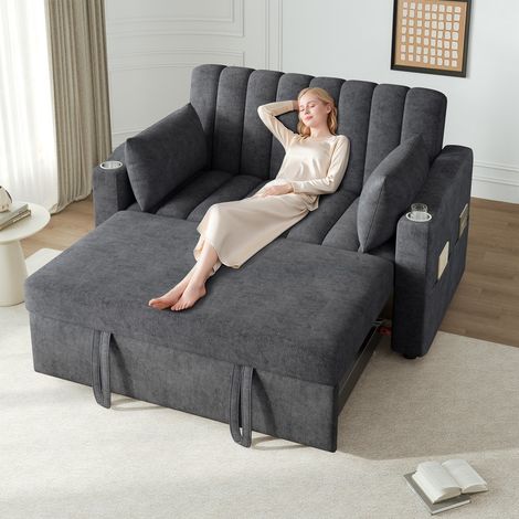 Canapés et canapés-lits convertible-design moderne-2 places-dossier réglable-avec coussins-136x162x84(cm) (1/5)