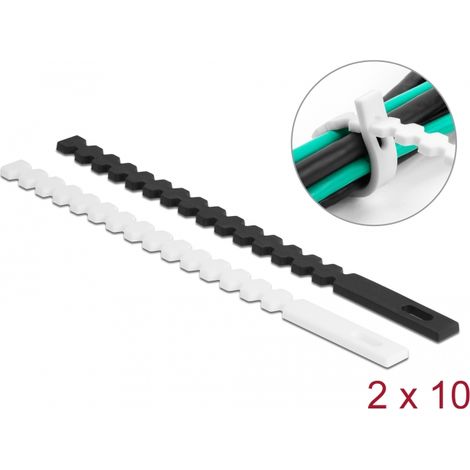 Delock Sujetacables flexibles reutilizables 20 piezas negro / blanco
