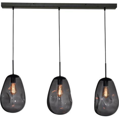 Lampe à suspension en verre Lava 3x verre fumé Ø 22,5cm - 2761-05-100-3-05-60