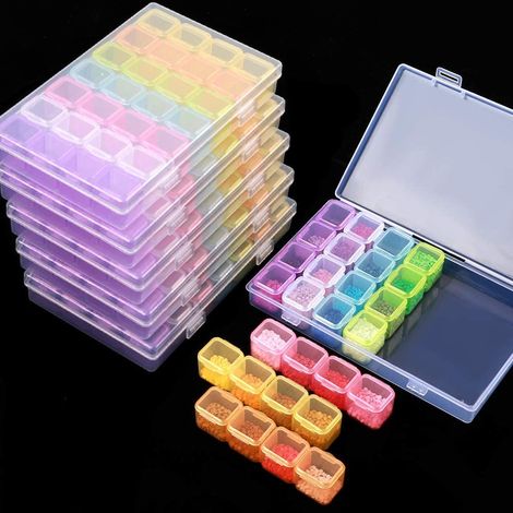 6Pack 28 Grilles Diamant Peinture Botes En Plastique Organisateur Conteneurs De Stockage (1/5)