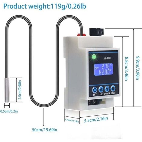 XY-DT01 RéGulateur de TempéRature NuméRique -40-110 Celsius Thermostat Micro-NuméRique avec éCran LCD et Capteur éTanche (1/3)