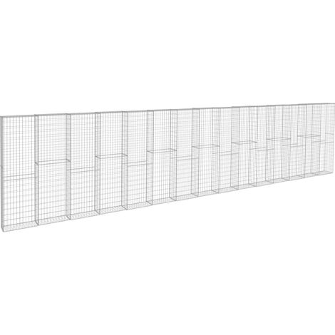Maison Exclusive - Gabionenwand mit Abdeckung Verzinkter Stahl 90 (1/5)