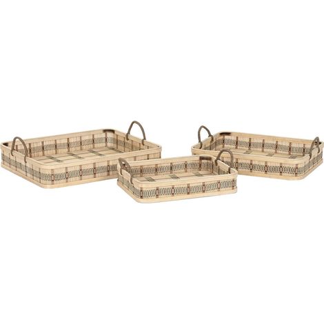 Objet de cuisine plateau bambou élégant avec poignées - Brun clair naturel (1/4)