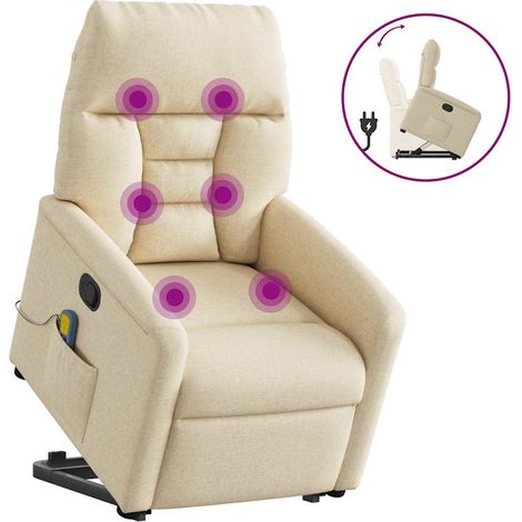 Silla de masaje reclinable de pie de tela color crema vidaXL (1/5)