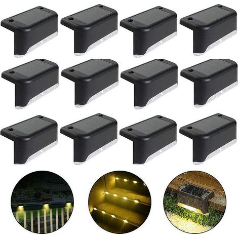 Coque blanc chaud/noir (4 pièces), vis et adhésifs sans clous inclus, 3 lampes solaires pour terrasses, escaliers, extérieur-AquaForge (1/5)