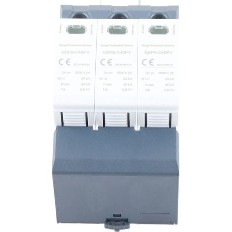 Trywise Protector 40KA 3P, Protector Photovoltaic Basse Tension Montage Sur Rail DIN avec Double Disjoncteur Thermique (1/4)