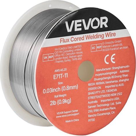 Fil fourré sans gaz - E71T-11 - 0,8 mm - 0,9 kg - Autoprotégé - Utilisation extérieure - Acier doux (1/5)