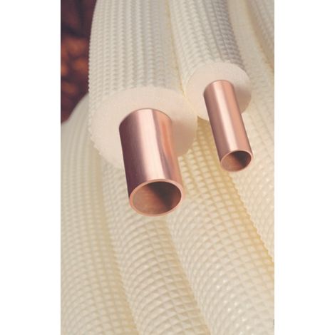 Tubo de cobre de refrigeración aislado doble 1/4" - 3/8" - Rollo 20 m.