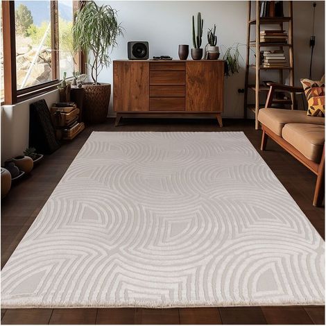 Tapis effet courbe 3D design intérieur Bincia Beige 140x200 (1/5)