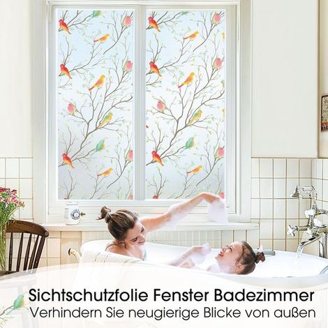Buntglas-Fensterfolie，blickdichte Sichtschutzfolie: selbstklebende Fensterbeschattung，farbige Dekorfolie，Vogelmotiv (44,5 x 200 cm) (1/5)