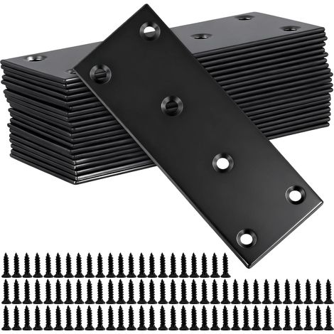 Lot De 20 Connecteurs Plats En Acier Inoxydable Noir - 127 X 48 mm (1/5)
