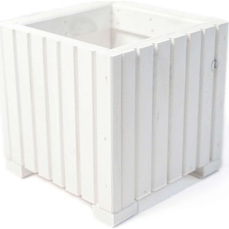 Jardinière Bois Bogateco 25x25x25 cm Imprégné Blanc (1/5)