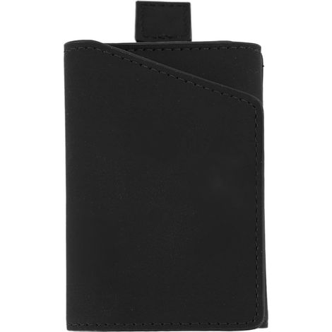 Porte-cartes minimaliste en cuir, portefeuille à pièces, multifonction portable pour hommes et femmes, noir (1/5)
