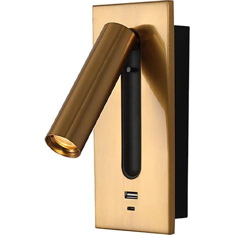 Lampada da lettura LED da parete per comodino, dotata di porta di ricarica rapida USB, testa della lampada rotante e installazione a muro. (1/3)