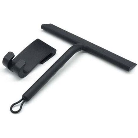 Black silicone shower scraper, bathroom wiper with silicone hook
