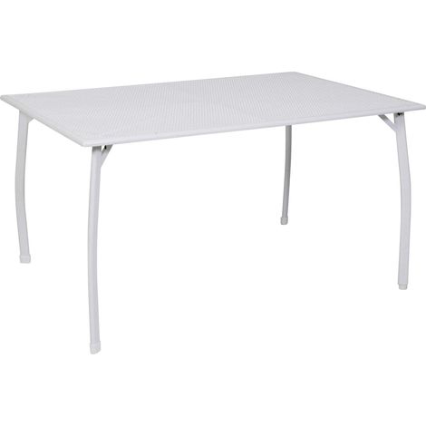 Table de Jardin 140 x 90 x 74 cm, Table à Manger en Acier Revêtu de Plastique, pour 4-6 Personnes, Réglable, Blanc (1/5)