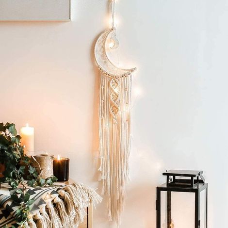 Tenture murale - bohème maison décoration tissée à la main décoration Chambre d'enfant maison mariage décoration artisanat cadeau 1pc (lune) (1/5)