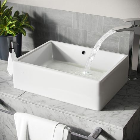 Leven 510 x 360mm Cloakroom Rectangle Stand Alone Counter Top Basin Sink (1/5)
