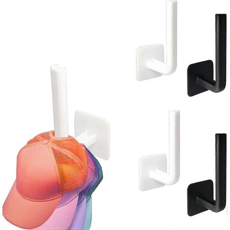 Porte-casquettes mural noir et blanc, sans perçage, idéal pour les chambres, salons et autres pièces. (1/5)