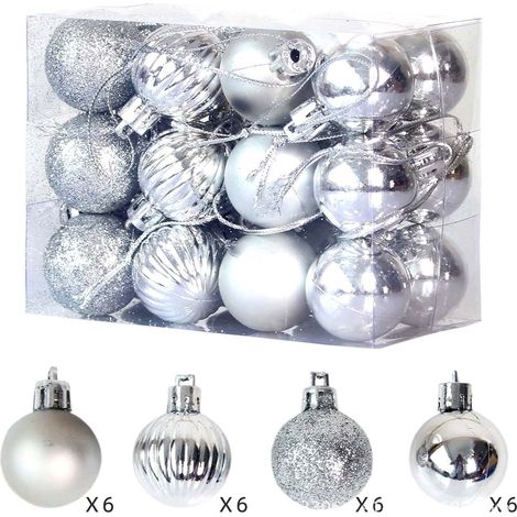 Boules De Décoration De Noël - 24 Pièces - Diamètre 3 cm - En Plastique Résistant - Pour Arbre À Noël Guirlande Couronne Fête Nouvel An