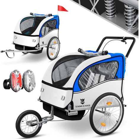 Remorque vélo enfant - remorque vélo - avec amortisseur - bleu (1/5)