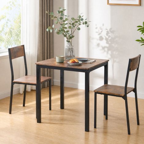 Set tavolo e sedie da pranzo 70 x 70 x 75 cm, 1 tavolo e 2 sedie, marrone DESVIAE (1/5)