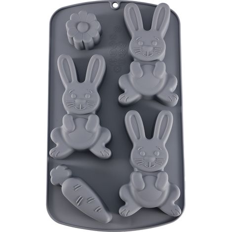 KOWOLL Moules à chocolat en silicone sur le thème festif de Pâques (Lapin et Carotte) (1/4)