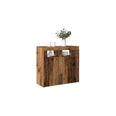 Buffet et lumières LED vieux bois 80x35x75 bois d'ingénierie (1/5)