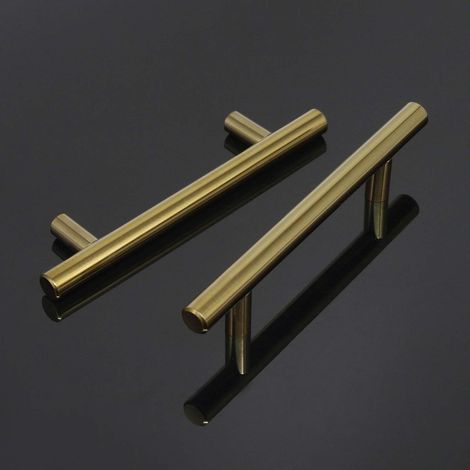 AIDUCHO Poignées Pour Meubles En Acier Inoxydable, Poignée En T Poignée De Tiroir De Meuble 96 Mm Or (1/5)