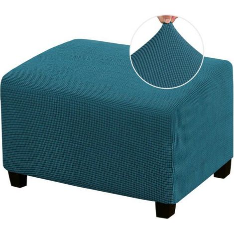 Housse Repose-Pieds - Carrée Extensible - Pour Tabouret de Rangement Salon - 68 à 81 cm - Bleu Sarcelle Foncé - 1 Pièce (1/5)