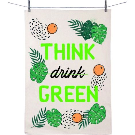Essuie main Think Green en coton décoré