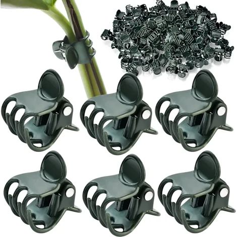 100 clips de support pour orchidées, clips de tige en plastique pour plantes grimpantes, fleurs et lianes, 9 mm, vert (1/5)