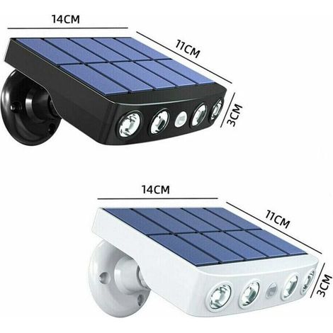 2 lampes murales solaires avec détecteur de mouvement PIR – IP65 – Projecteurs rotatifs 360° – Pour cour, jardin ou allée – Sécurité extérieure