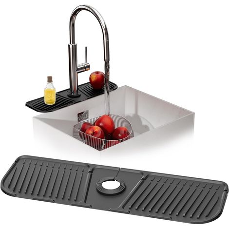 Alfombrilla de silicona para grifo, manija de silicona para grifo, bandeja antigoteo, protector contra salpicaduras, alfombrilla de desagüe para cocina y baño, alfombrilla de desagüe, protector de enc