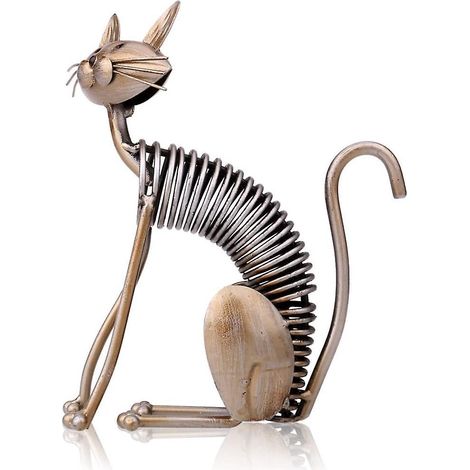 cat Sculpture Metal Iron Household Art Craft Decoration Home Furnishing Ornaments(a) (1/4)