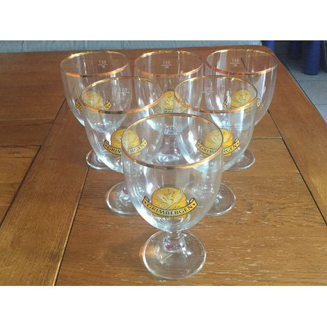 Lot de 6 verres Grimbergen - 50 cl - Bord doré - Neufs