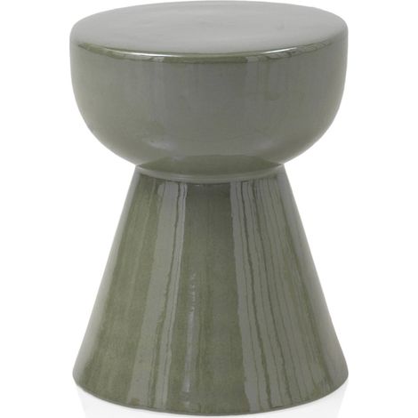 Tabouret céramique vert brillant décoratif et polyvalent - vert brillant contemporain (1/3)