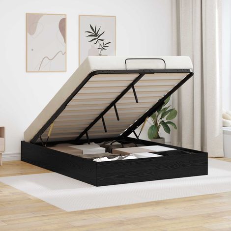 Estructura de Cama Ottoman Roble Negro 203 x 140 x 25 cm